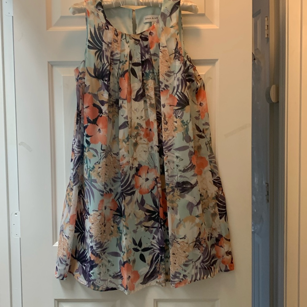Emma and Michele Floral Sleeveless Petite Medium Swing Dress